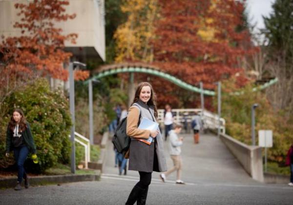 Smiling female student on campus