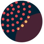 Brown and dark brown circle with orange and yellow dots