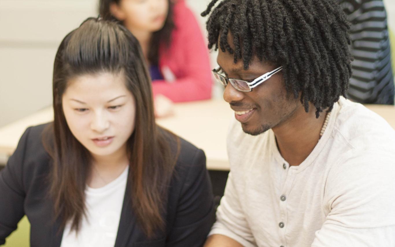 Degree in Sociology students working on a group project